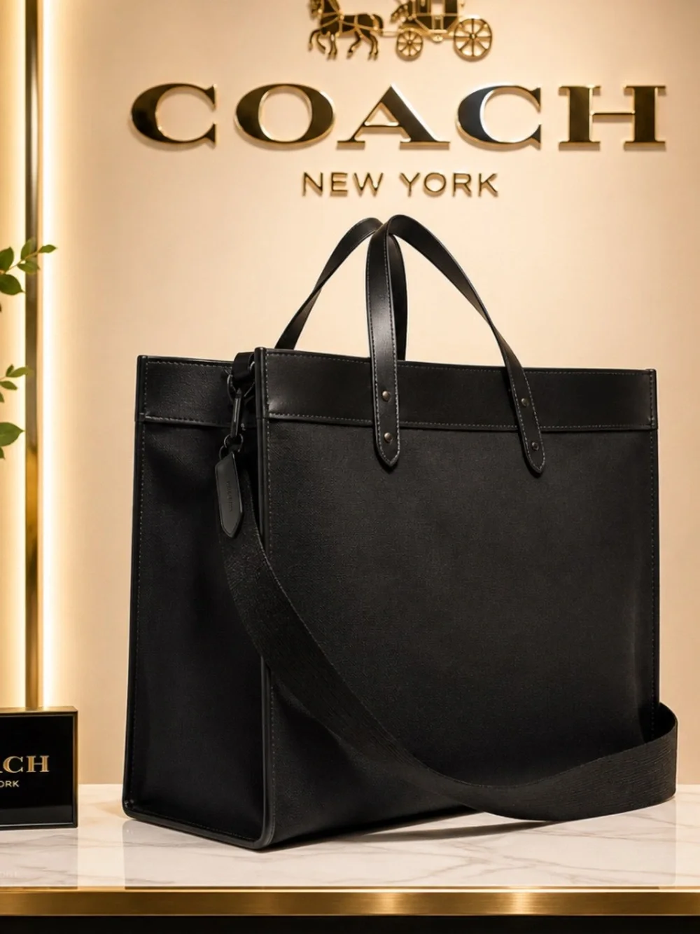 Coach Field 4884  Tote 40 JT/Black with coach badge NWT